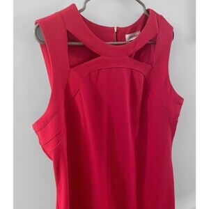Calvin Klein Bold Hot Pink Sheath Cocktail Dress Sleeveless Cutout Neckline Chic